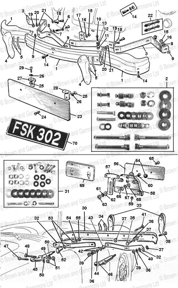Front & Rear Bumpers. Number Plate & Fittings