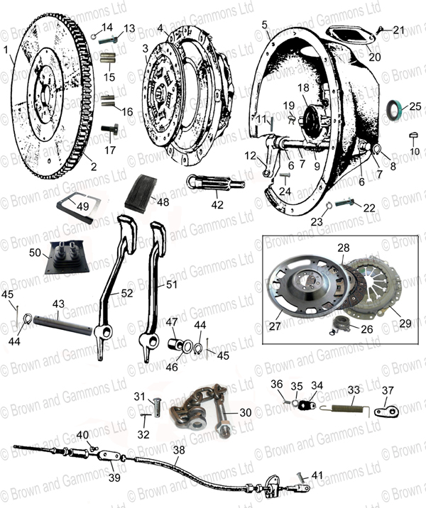 Clutch. Flywheel. Pedals & Links Clutch. Flywheel. Pedals & Links