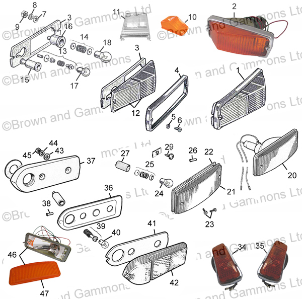 Front Flasher Marker Lamp Lens + Gaskets For MGB & Triumph – Amber/Clear – Lucas Replacement