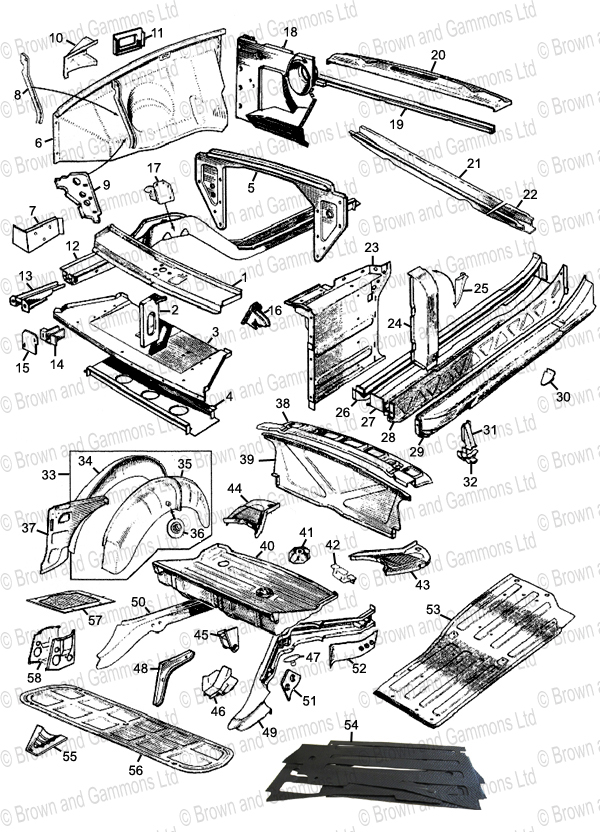 Front & rear inner body panels