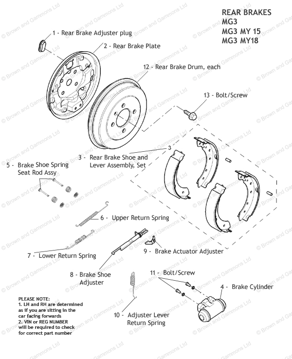 Brake Lower Rear Rear Brakes - Brakes - MG3 models 2013 - 2018 - Modern MG - Select Your ...