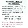 TIRE PRESSURE MGB 1975 ON