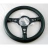STEERING WHEEL 15 INCH FLAT BLACK LEATHER
