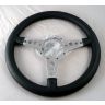 STEERING WHEEL 13 INCH  FLAT POLISHED LEATHER