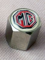 MG Valve cap chrome Black-Red