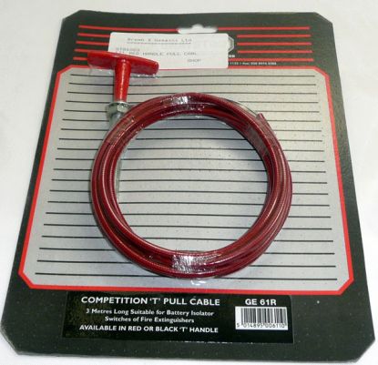'T' RED HANDLE PULL CABLE 3 METER