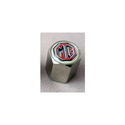 MG Valve cap chrome Black-Red