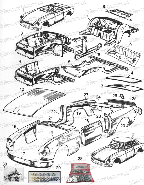 Image for Bodyshells. Major sub-assemblies and panels