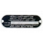 Image for M.G. CAR CO. CHASSIS PLATE