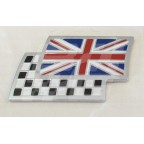 Image for Union Jack & Chequered Flag Badge Rover MGF Self Adhesive