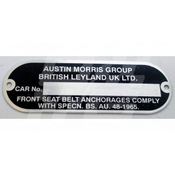 Image for AUSTIN MORRIS CHASSIS PLATE