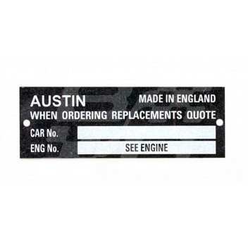 Image for AUSTIN CHASSIS PLATE