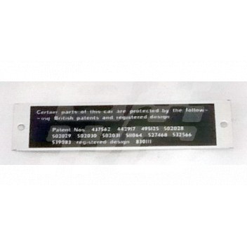 Image for TF PATENT PLATE