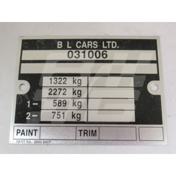 Image for Late MGB chassis plate