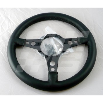 Image for STEERING WHEEL 14 INCH DISHED BLACK LEATHER
