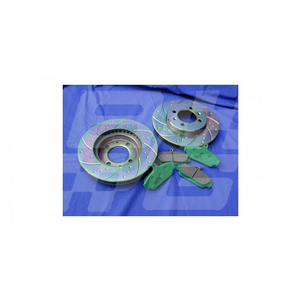 Image for FRONT SPORT SLOTTED DISC & GREEN PAD KIT