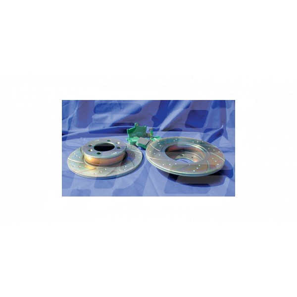 Image for REAR SPORT SLOTTED DISC & GREEN PAD KIT