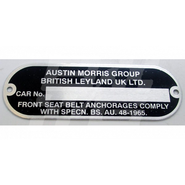 Image for AUSTIN MORRIS CHASSIS PLATE