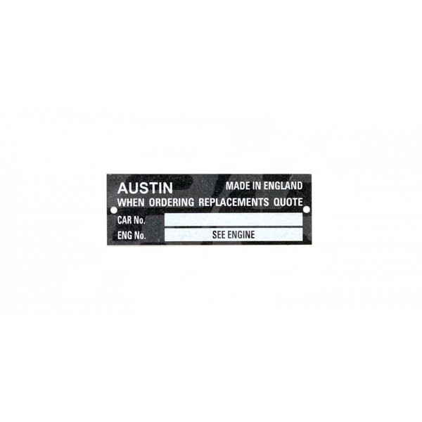 Image for AUSTIN CHASSIS PLATE