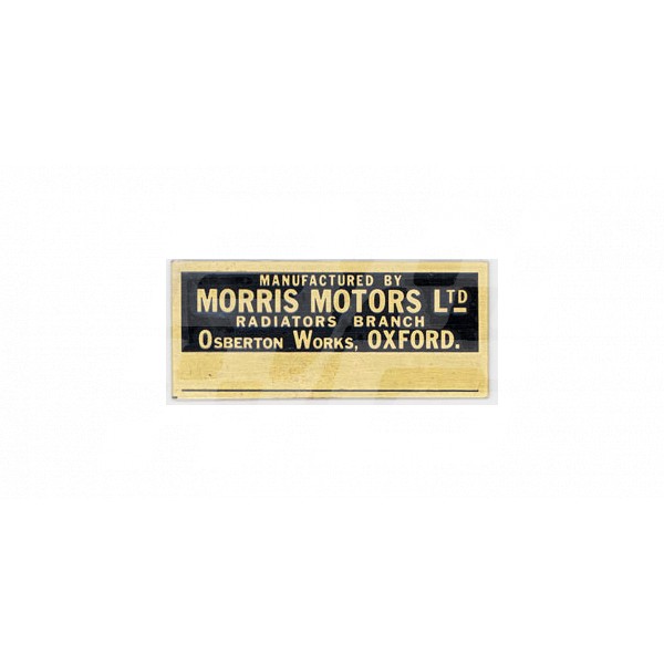 Image for MORRIS brass raditor plate MGA-MGTF