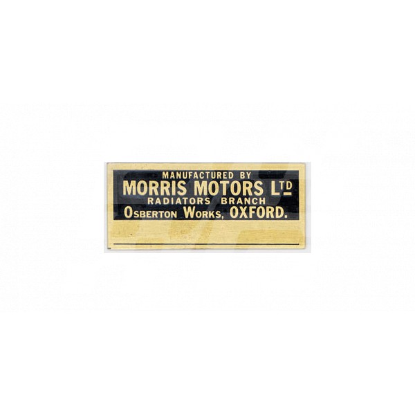 Image for MORRIS brass raditor plate MGA-MGTF
