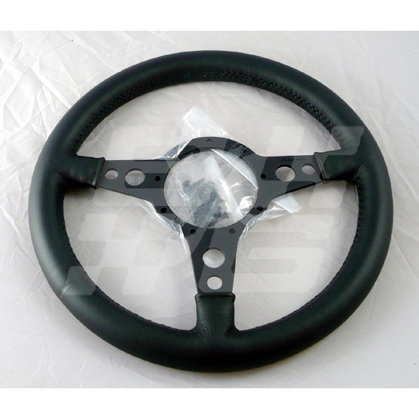Image for STEERING WHEEL 14 INCH DISHED BLACK LEATHER