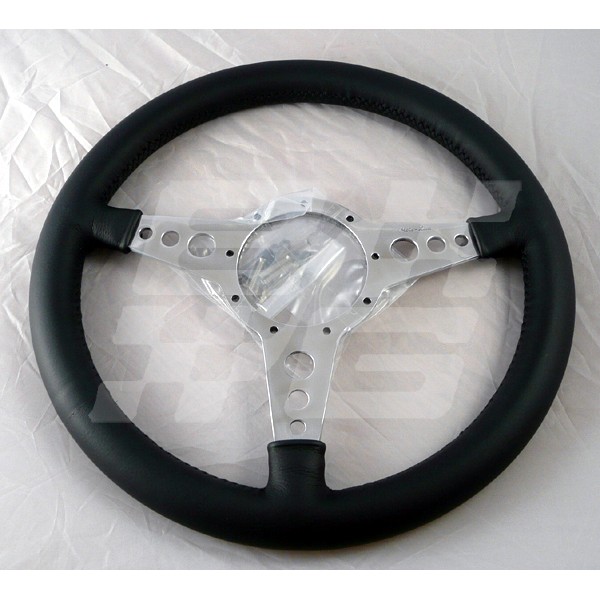 Image for Motalita steering wheel 14 inch flat polished black leather